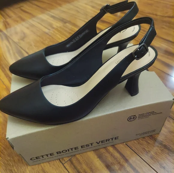 Clarks Women's Black Slingback Heels - Picture 2 of 5